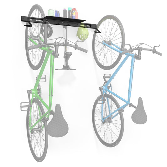 Wall Mounted Bike Rack for 2 Bikes with Storage Shelf - TRAPSKI, LLC