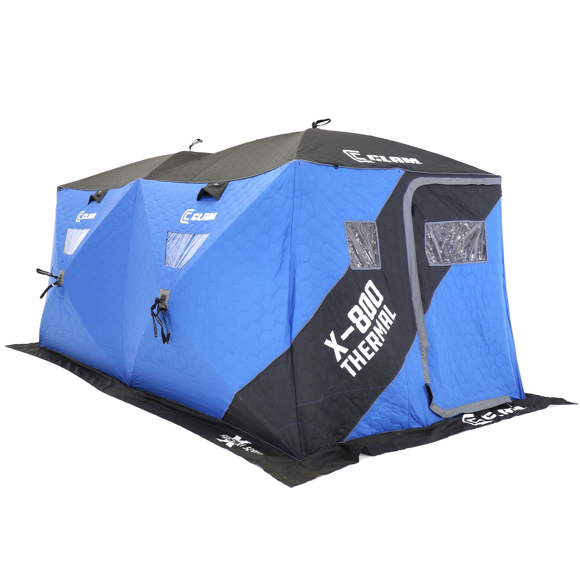pop up ice fishing tent CLAM X-800 Portable 15'x8' 7 Person Pop Up Ice Fishing Thermal Hub She – TRAPSKI