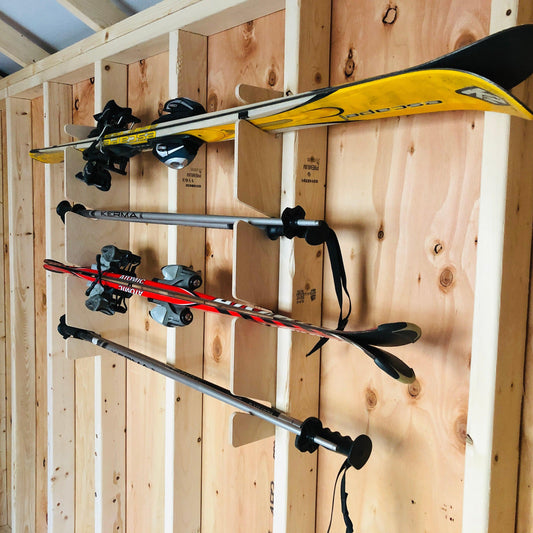 Snow/Water Ski Organizer, Shed organization, garden shed, yard tools, ski rack - TRAPSKI, LLC
