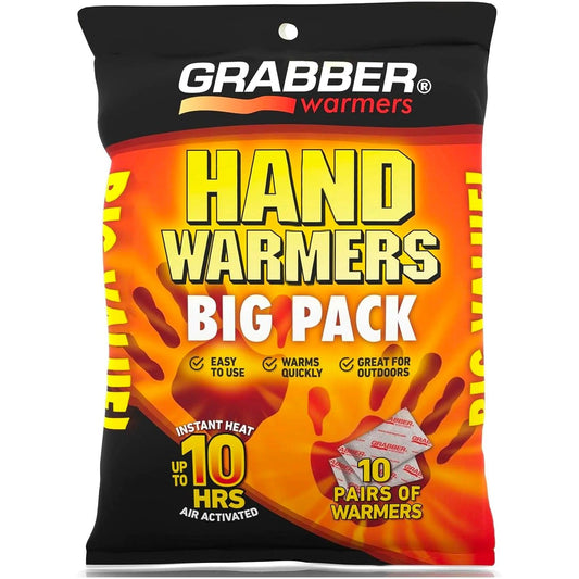 Grabber Hand Warmers - Long Lasting Safe Natural Odorless Air Activated Warmers - Up to 10 Hours of Heat - 10 Pair Pack - TRAPSKI, LLC