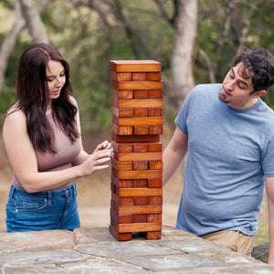 Yard Games Giant Tumbling Timbers 30" Wood Block Stacking Game w/ Case, Stained - TRAPSKI