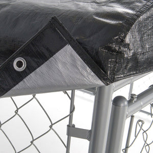 Lucky Dog 10' x 10' Chain Link Dog Kennel (2 Pack) & Waterproof Roof Cover