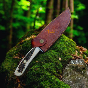 Damascus Stag Handle Bowie Knife Full Tang