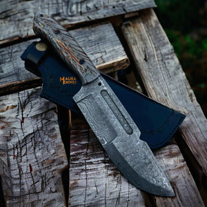Damascus Bowie Knife Pine Cone Resin Handle