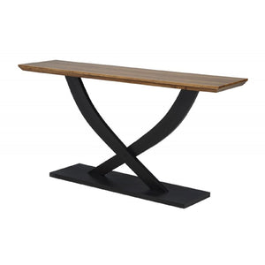 Entryway Console Table With Cross Legs Design - Natural / Espresso