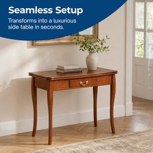 Stakmore Expanding Convertible Console to Dining Room Table w/ 2 Leaves, Cherry