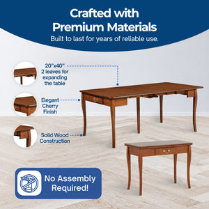 Stakmore Expanding Convertible Console to Dining Room Table w/ 2 Leaves, Cherry