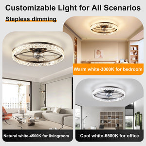 23.6" Ceiling Fan with Lights, Remote and App Control