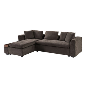 Modern L Shaped Sectional Sofa With Upholstery And Wooden Storage