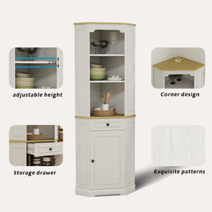 68" Tall Corner Cabinet with Door, Drawer, and Adjustable Shelf