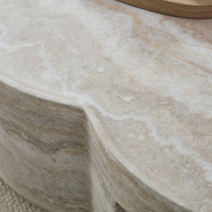 Clover Round Coffee Table With Open Storage - Marble