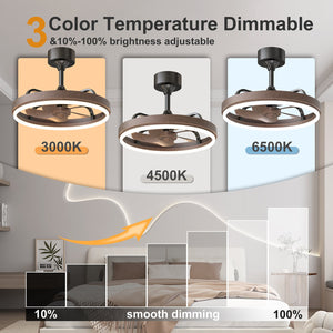 20.5" Rustic LED Ceiling Fan with Remote & APP Control