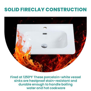 Glossy White Ceramic Integrated Sink