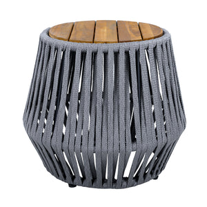 Outdoor Side Table with Rope and Acacia Wood