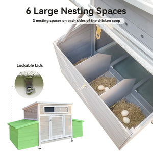 Large Wooden Chicken Coop Outdoor Hen House with Nesting Boxes