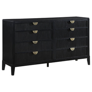 California King 5 Piece Bedroom Set With Fluted Detailing - Black