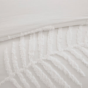 3 Piece Tufted Cotton Chenille Palm Comforter Set Off-White King/Cal King