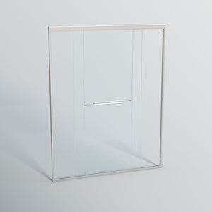Double Sliding Shower Door, Semi-Frameless Bypass Bathroom Sliding Door With 1/4" (6 Mm) Tempered Glass For Walk-In Shower