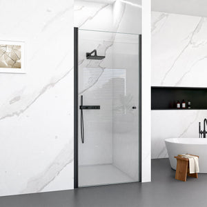 32"W x 72"H Frameless Circular Pivot Shower Door in Matte Black