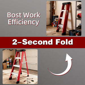Fiberglass Single-Sided Stepladder for Electrical and Construction Use