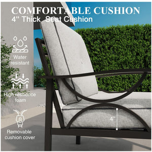 All-Weather Armchairs With Cushions, Modern Sculptural Design (Set of 2)