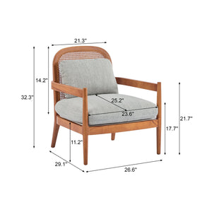 Elliston Rattan Backrest Solid Wood Accent Chair with Cushions - Set of 2