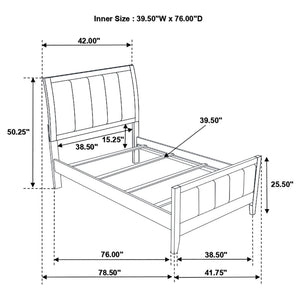 Twin Panel Bed With Headboard And Tapered Legs - Brown