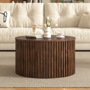 Round Lift Top Coffee Table With Hidden Storage For Living Room