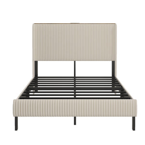 Platform Bed With Metal Frame And Charging Station