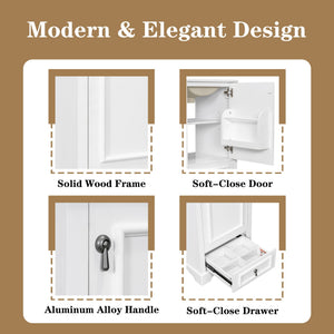 Bathroom Vanity With Sink, Soft Close Door, Adjustable U-Shaped Shelf