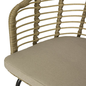 Randy Modern Wicker Chair with Water Resistant Cushions - Brown / Beige