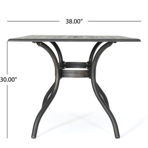 Enchantia Outdoor Rectangular Dining Table with Weave Tabletop and Flared Legs - Copper