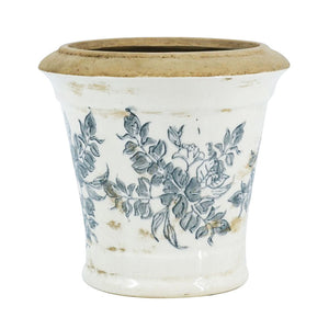 7.1x7.1x6.7' Ceramic Planter with Floral Pattern, Set of 2