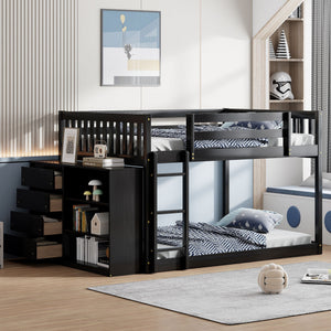 Bunk Bed With 4 Drawers and 3 Shelves