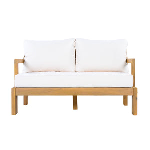 Outdoor 4-Seater Acacia Wood Patio Chat Set, Beige + Natural