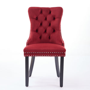 Classic Velvet Dining Chairs - Burgundy (Set of 2)