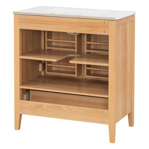 Elegant Fluted Bathroom Vanity With Sink, Soft Close Doors & Drawer