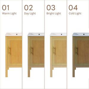 Bathroom Cabinet With Sink, Adjustable Shelf, Soft Closing Hinges - Natural Wood