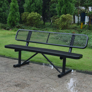 6' Outdoor Steel Bench With Backrest