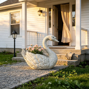 12.6'' Tall Swan Sculpture Planter