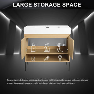 Modern Bathroom Vanity Combo With Single Resin Sink And Storage Cabinet