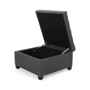 Upholstered Tufted Fabric Storage Ottoman