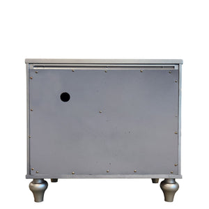 2 Drawer Nightstand With Diamond Patterned Fronts - Silver