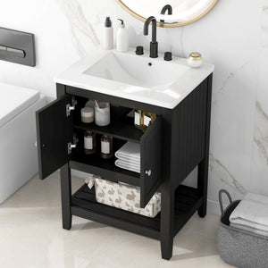 24" Black Bathroom Vanity