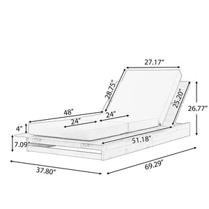 Acacia Wood Chaise Lounge with 4" Thick 3-Fold