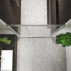 44-48"W x 74"H Pivot Shower Door with Brushed Nickel Finish