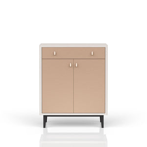 Bar Cabinet With Large Storage - White / Pecan