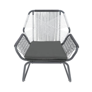 Set of 2 Woven Rattan Outdoor Club Chairs with Cushions