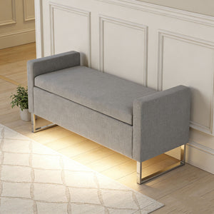 Upholstered Ottoman Bench With Storage - Dark Gray