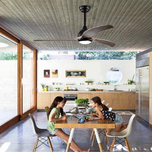 52" Solid Wood Blades Ceiling Fan with Light and Remote Control